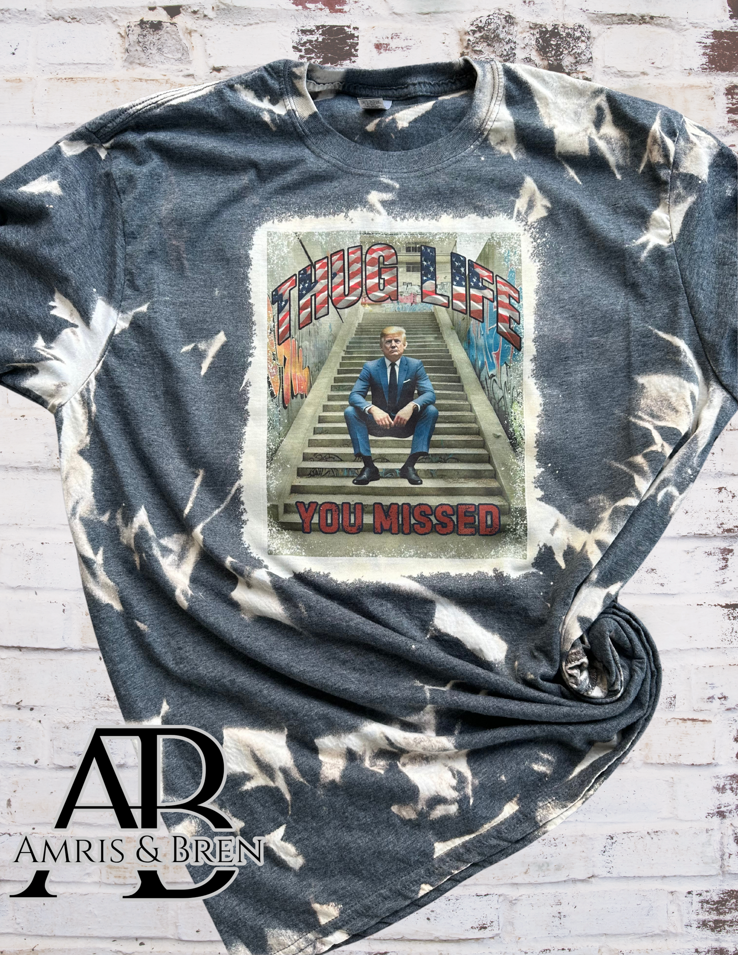 Thug Life Trump shirt, soft style t-shirt, Sublimation t shirt with Donald trump, bleached tee