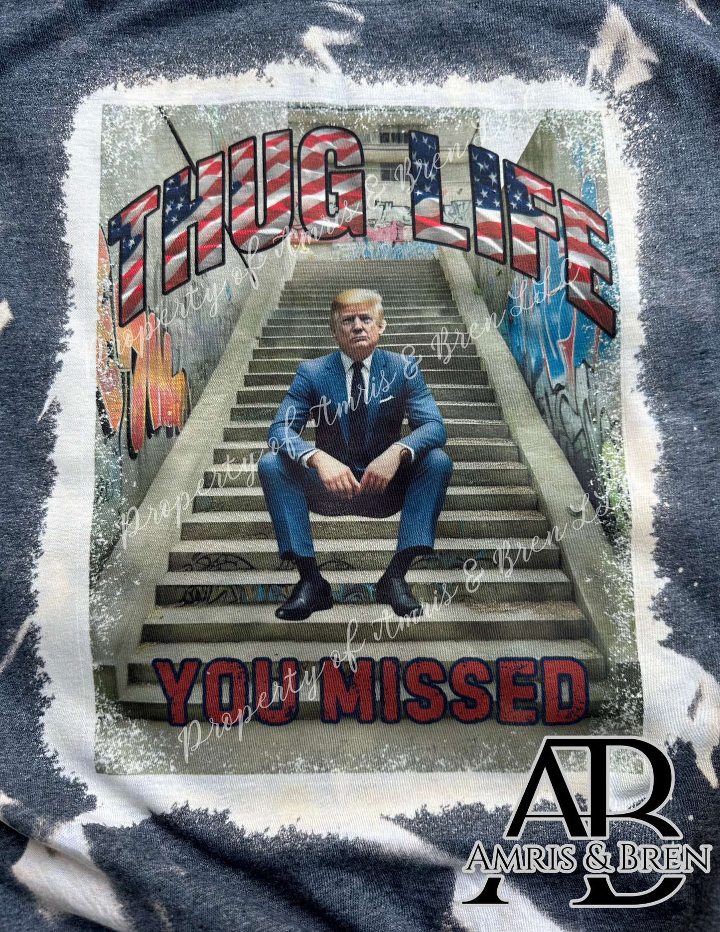 Thug Life Trump shirt, soft style t-shirt, Sublimation t shirt with Donald trump, bleached tee