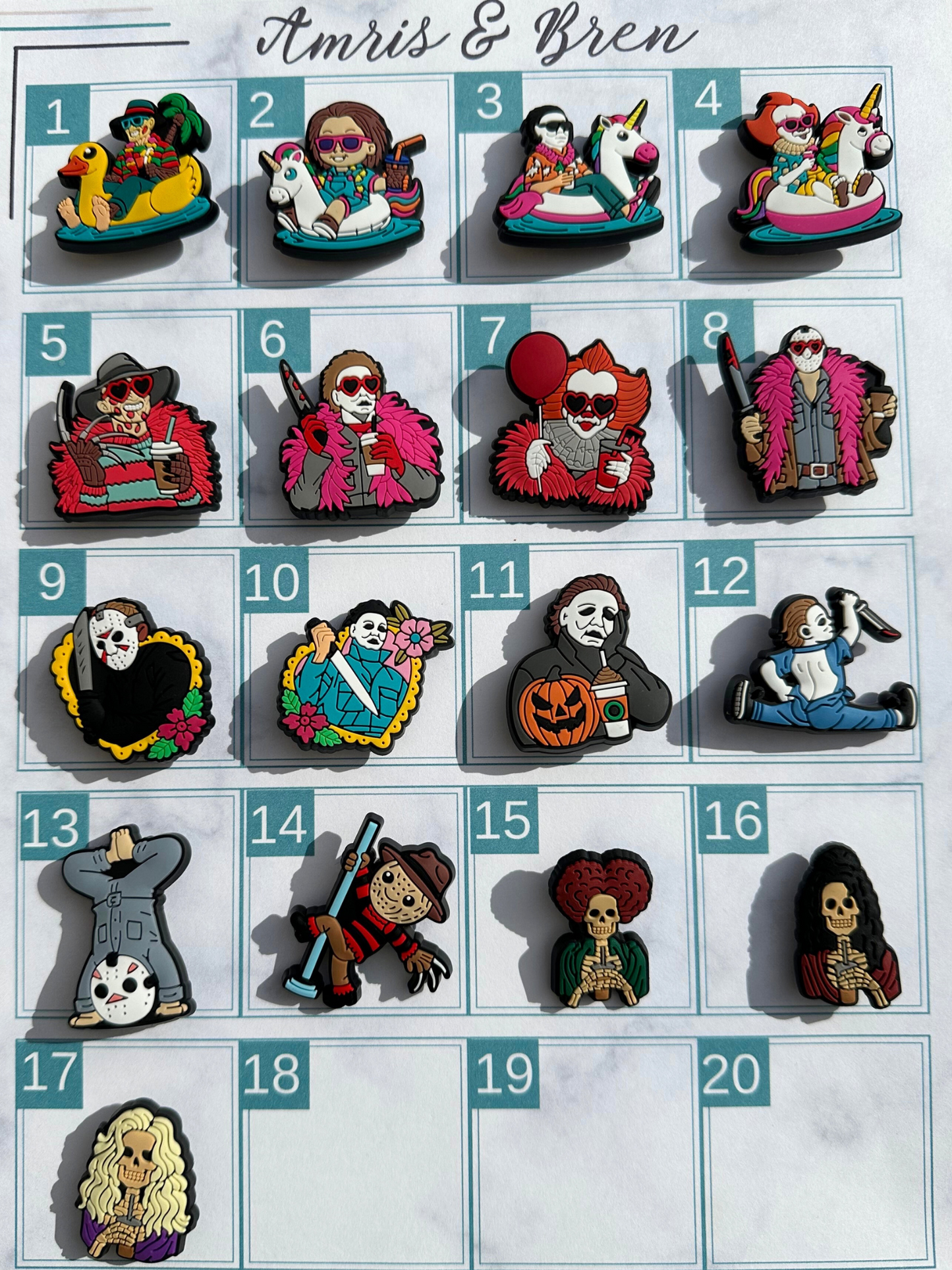 Boujee Horror Movie Themed Croc Charms - Spooky Chic Accessories for Your Crocs