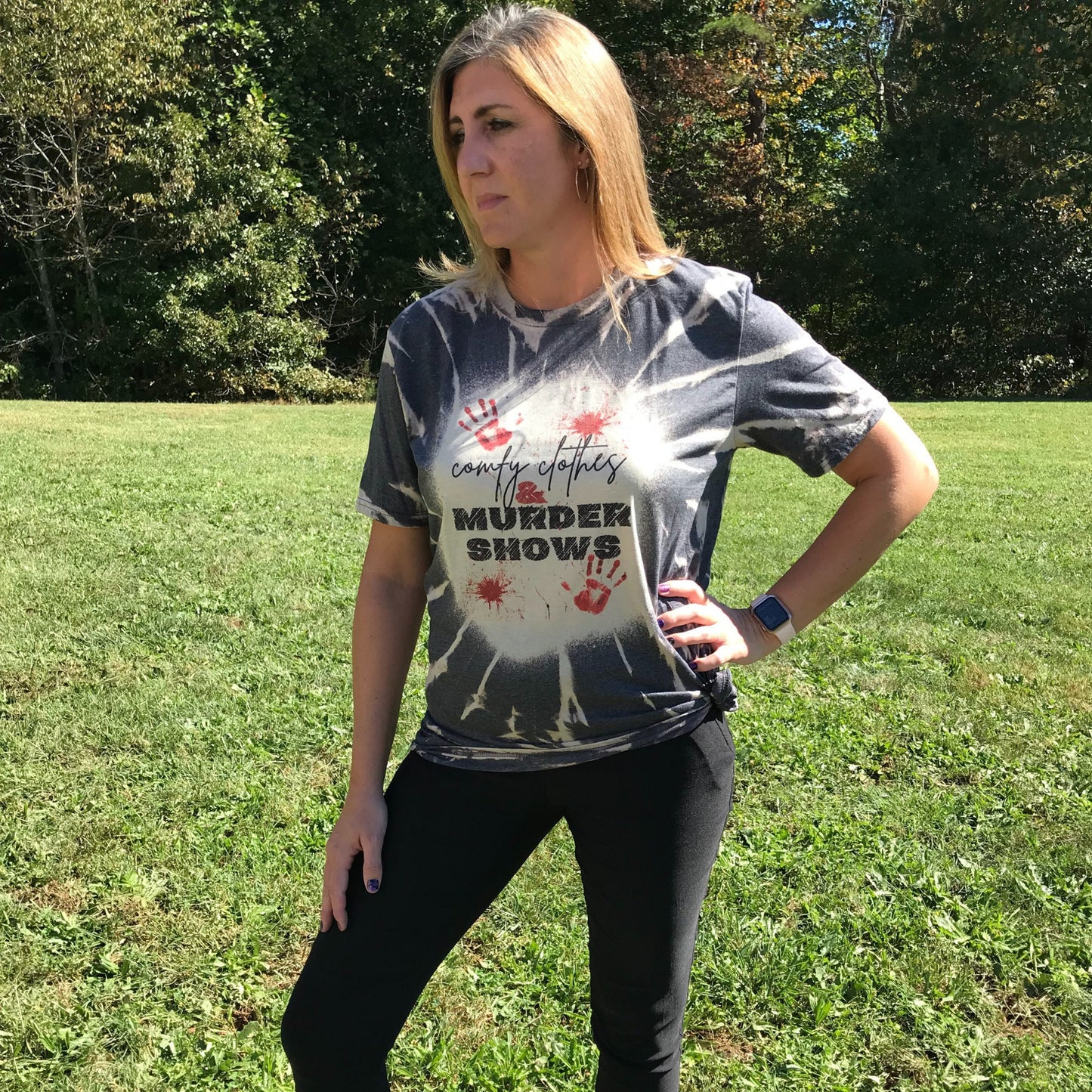 Unisex Comfy Clothes & Murder Shows Bleached Tie Dye Shirt, Gifts for Murder show Lover, True Crime Junkie Shirt