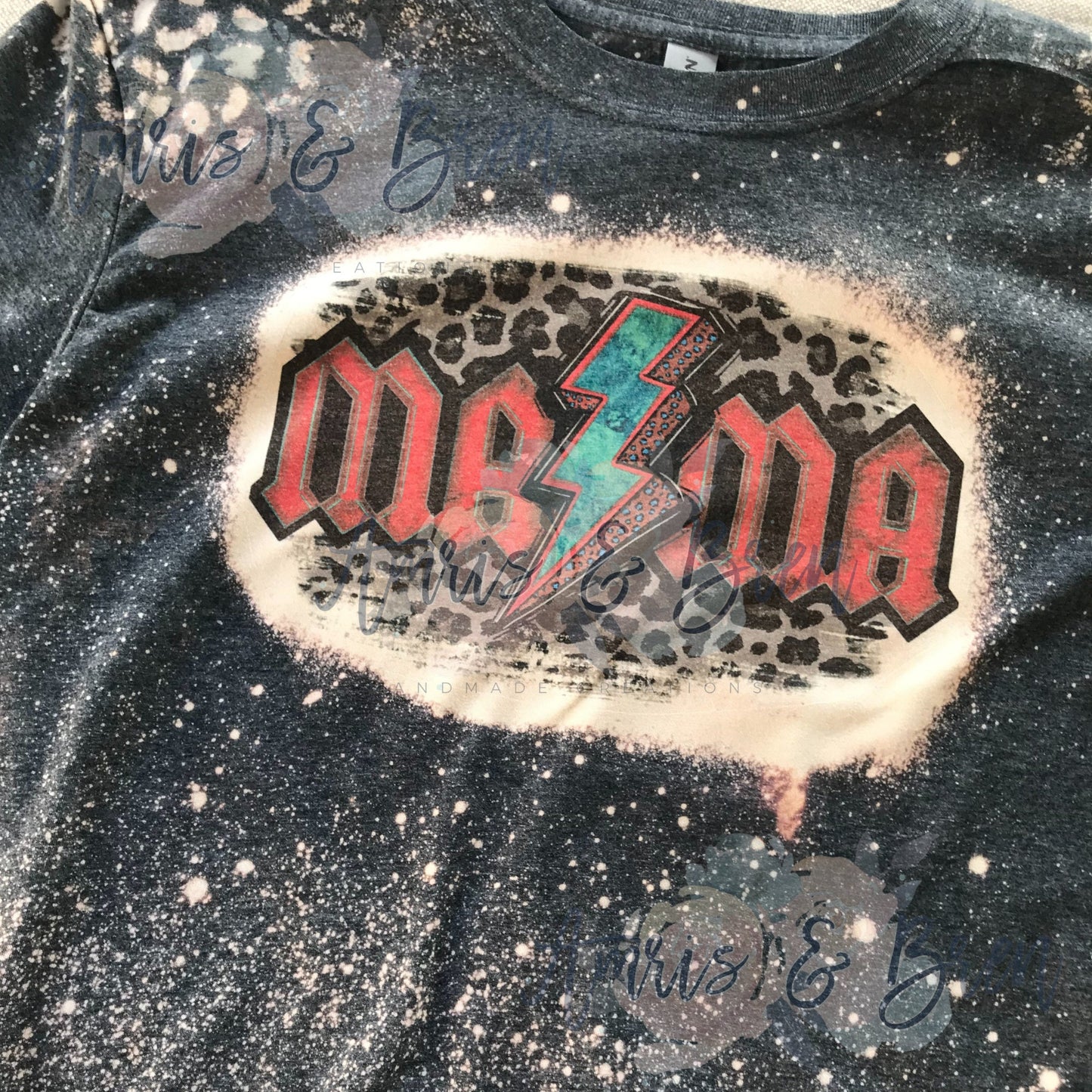 leopard and lightning bolt mama bleached sublimation t shirt, gifts for new mom, popular mom t shirts, trending tee's