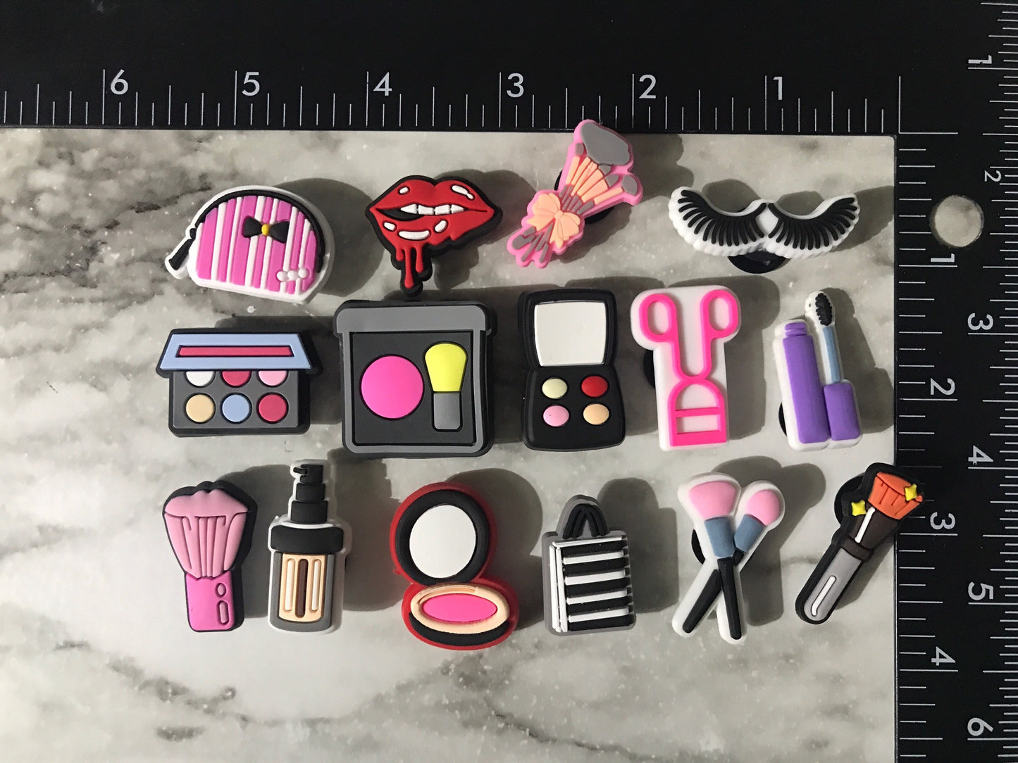 Brand new trending makeup charms, charms for croc lovers, croc clog compatible charms, shoe charms for makeup lovers, makeup artist charms