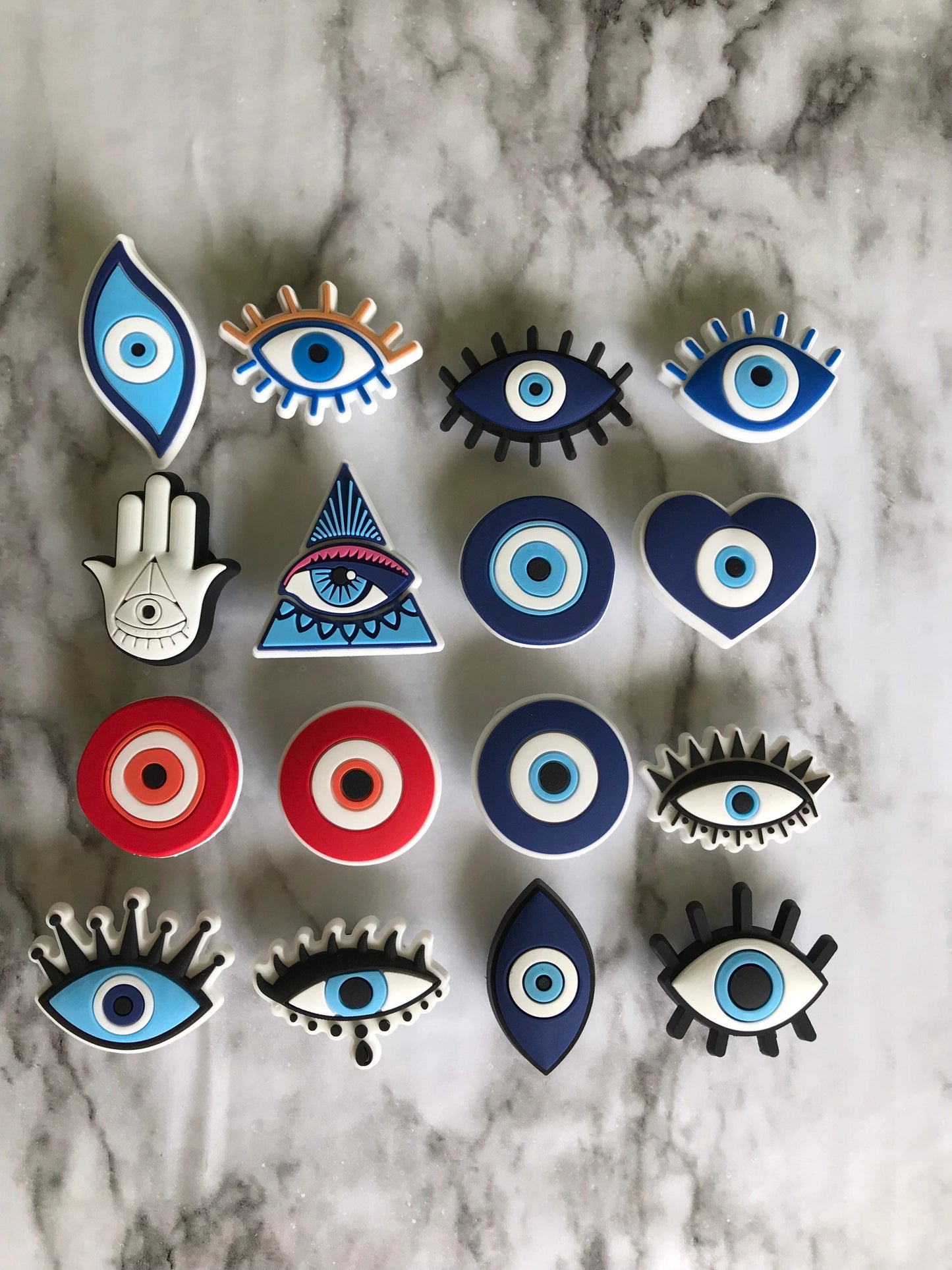 New popular evil eye protection charms for your crocs, clog compatible shoe charms, hamsa shoe charms, eye charms, croc compatible charms