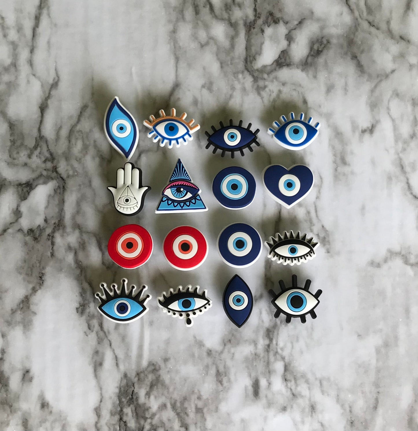 New popular evil eye protection charms for your crocs, clog compatible shoe charms, hamsa shoe charms, eye charms, croc compatible charms