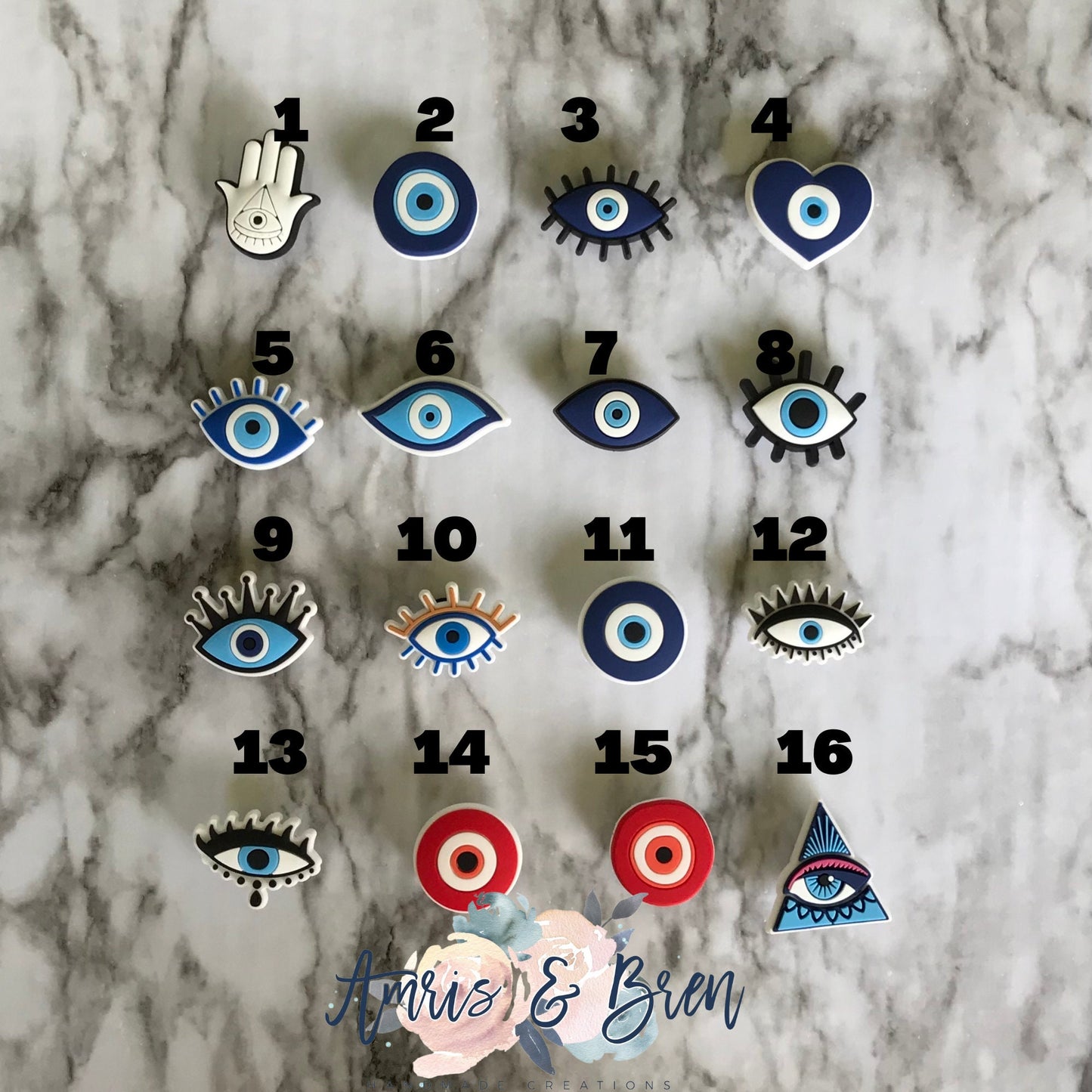 New popular evil eye protection charms for your crocs, clog compatible shoe charms, hamsa shoe charms, eye charms, croc compatible charms