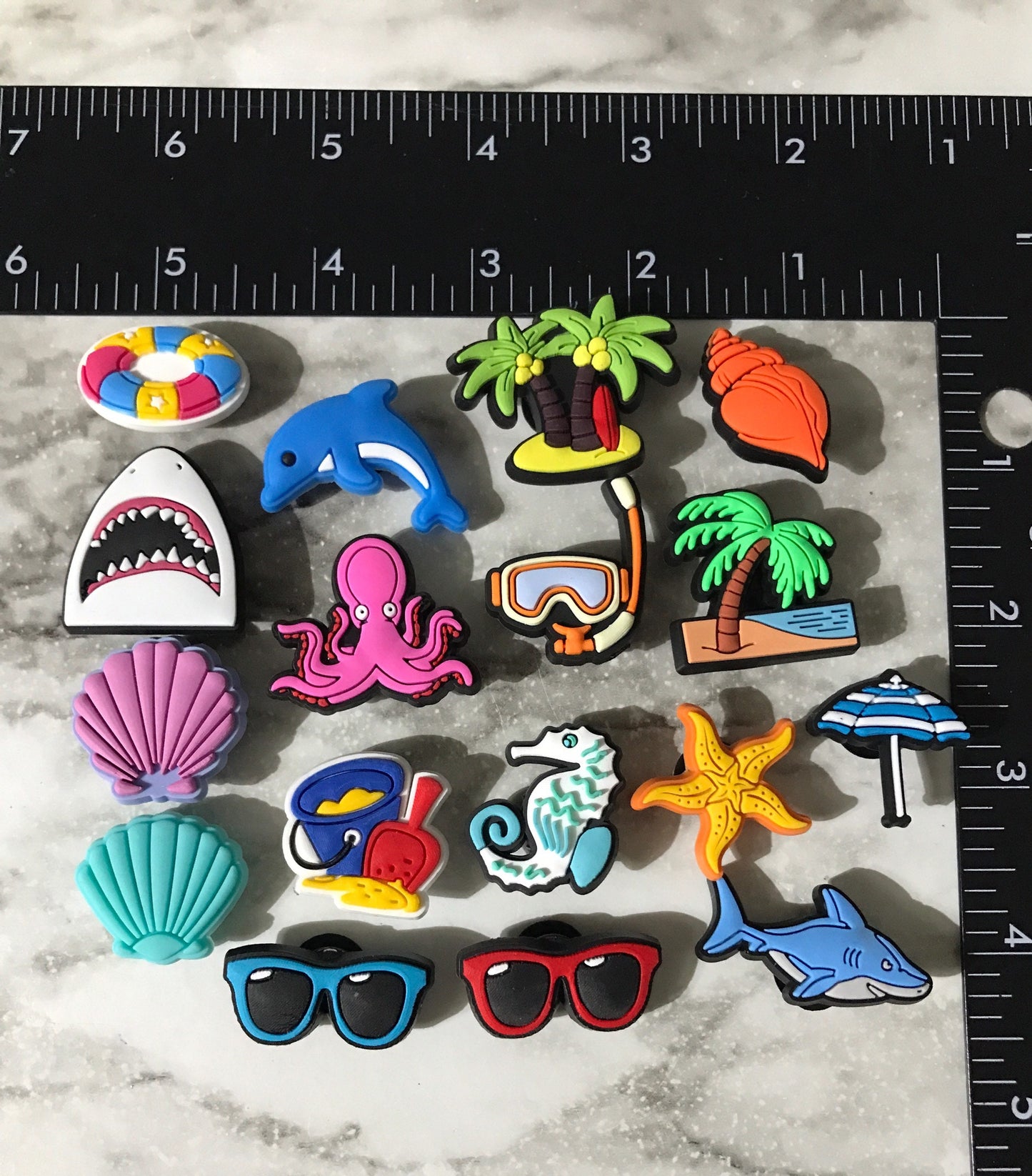 New trending summer and beach themed shoe charms for your crocs, beach shoe charms, popular summer charms, swimsuit charm, seashell charms