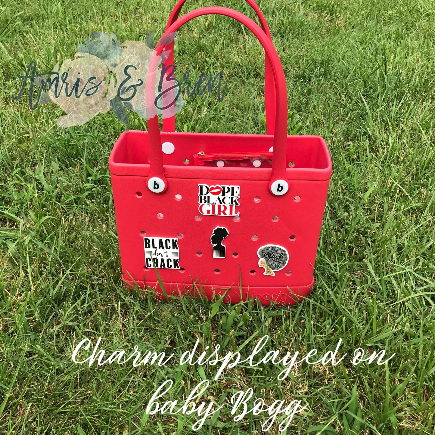 Dope black girl purse charms for your Bogg bag, Original and baby Bogg bag compatible hard acrylic purse charms, cute purse charms