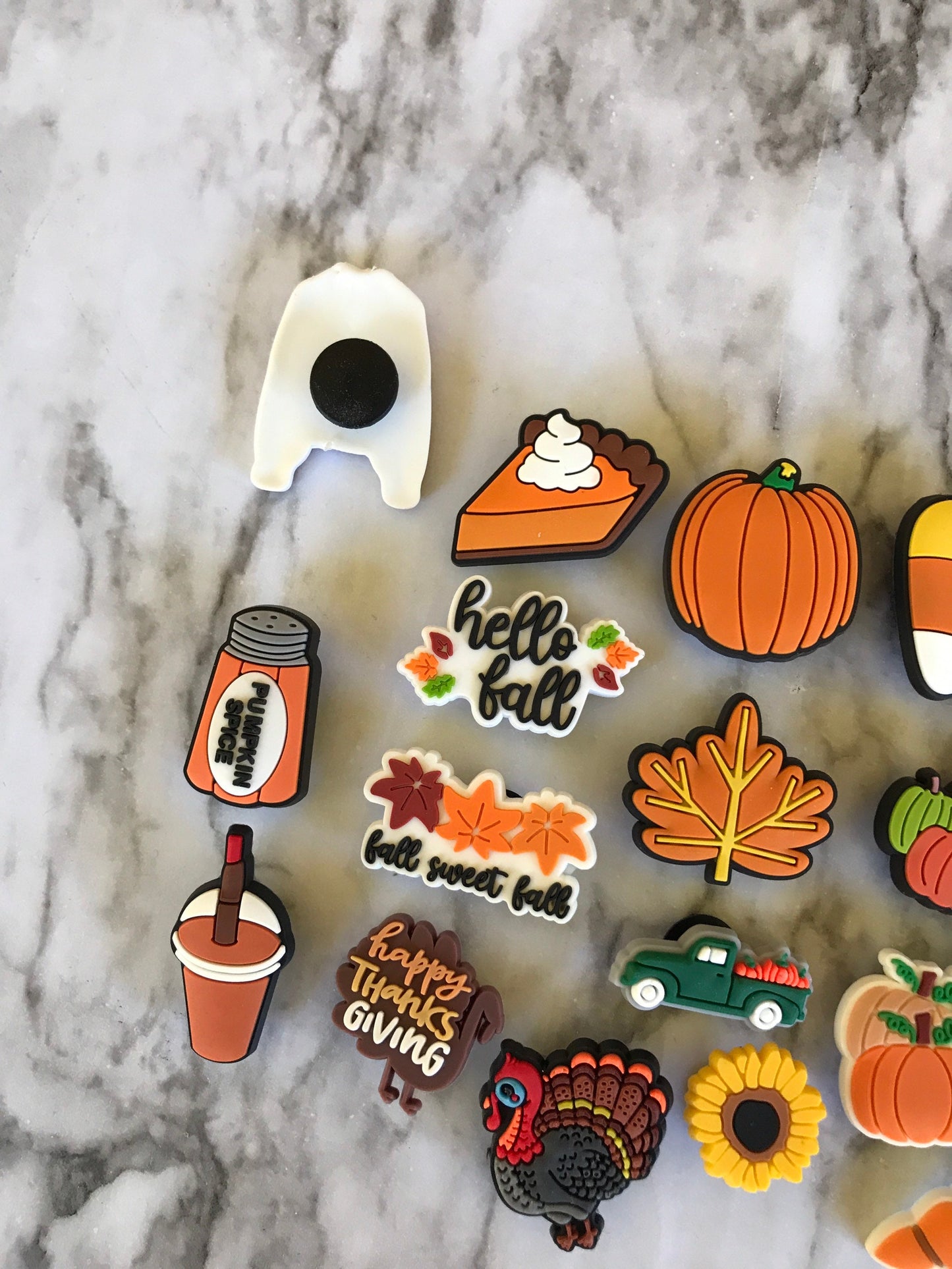 New trending fall shoe charms for your crocs, popular autumn croc compatible clog charms, fall colored shoe charms, FALL weather charms