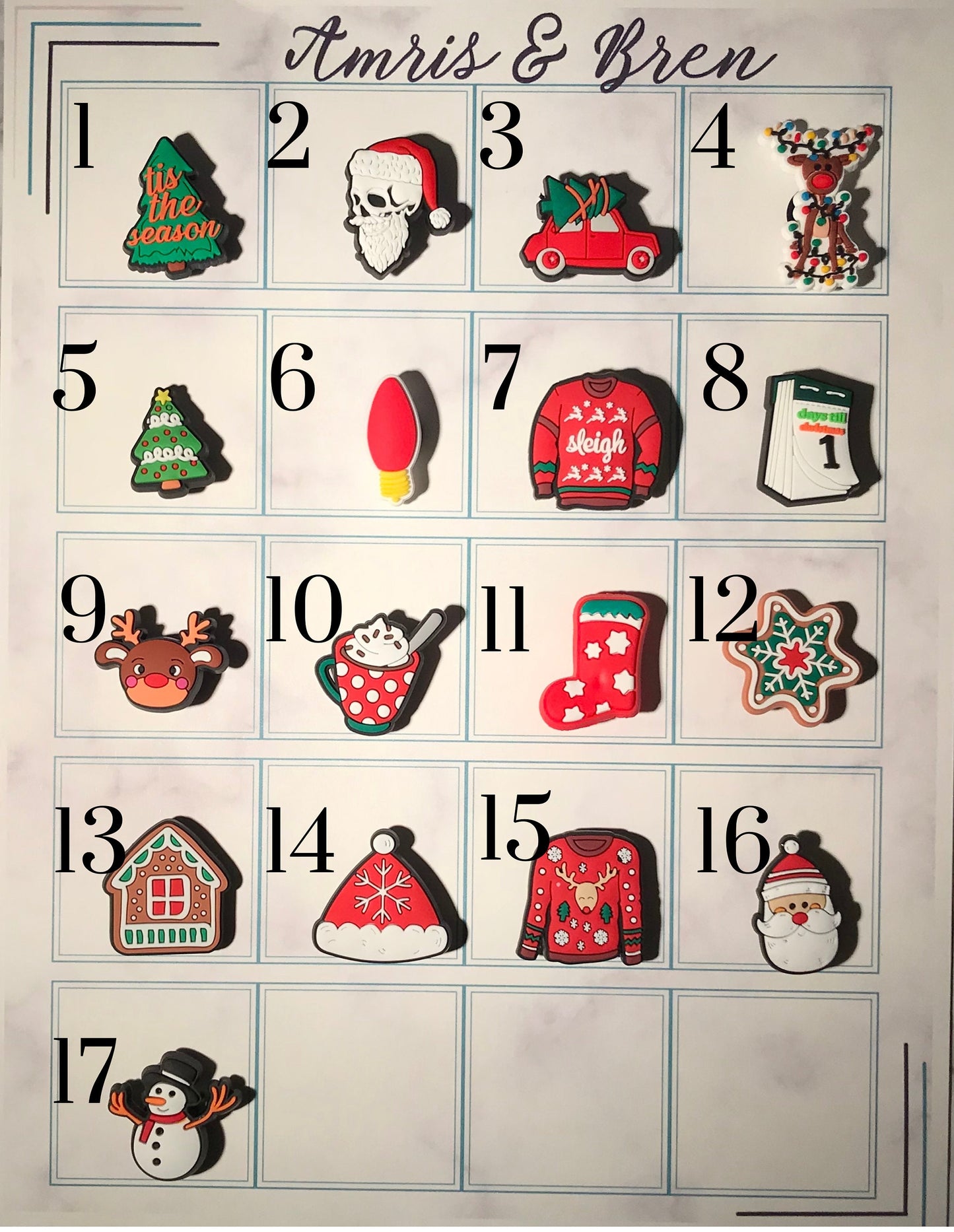New Christmas themed shoe charms for your crocs, red and green holiday croc compatible charms
