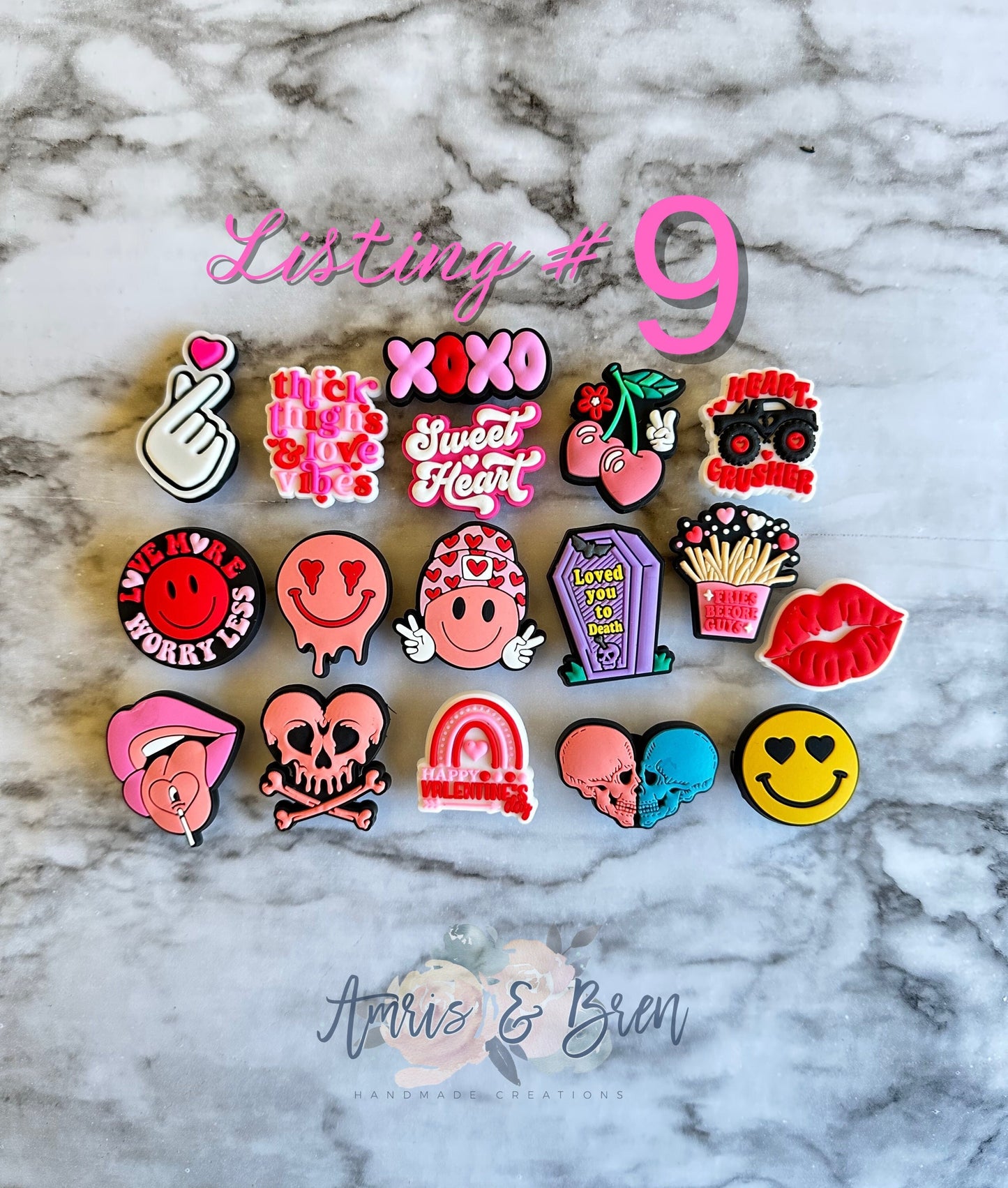 croc compatible heart shoe charms, love themed charms for your crocs, Valentine's day shoe charms, Valentines day gift, engagement gift