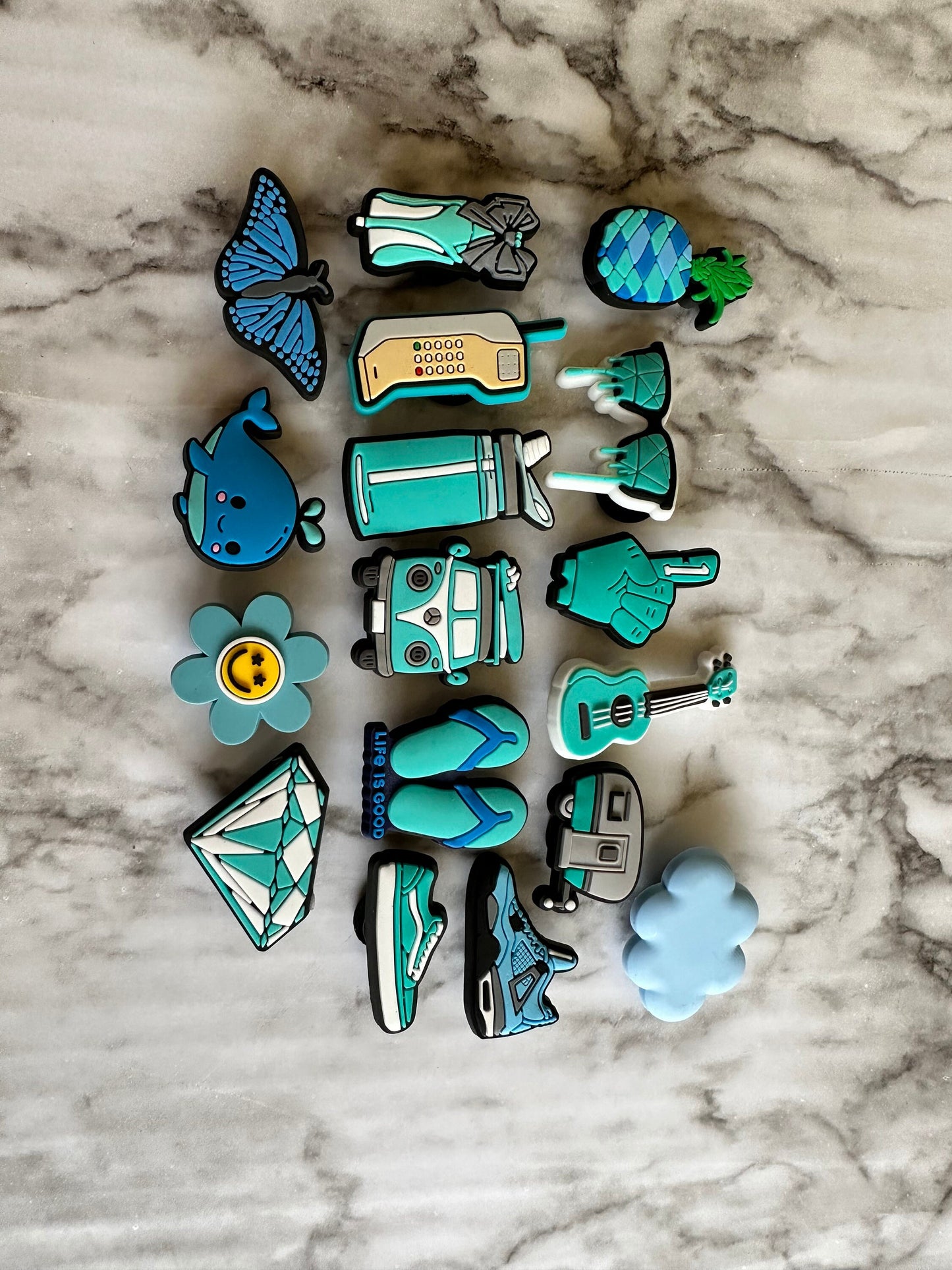 Blue shoe charms, blue themed charms for crocs, diamond charms for crocs, turquoise clog charms, teal shoe charms, heel charms, cute charms