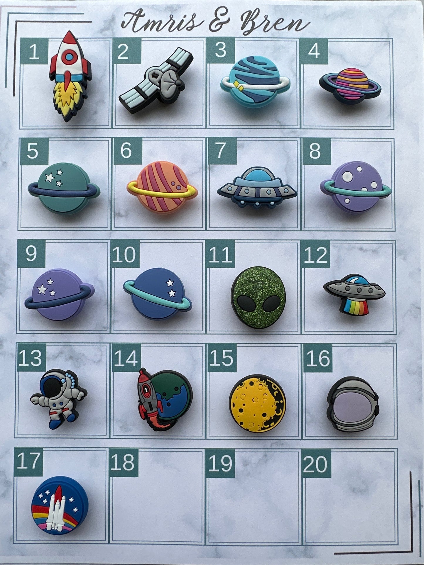 New popular outer space shoe charms for your crocs, planet shoe charms, croc compatible charms, clog charms, rocket ship, alien, spaceships