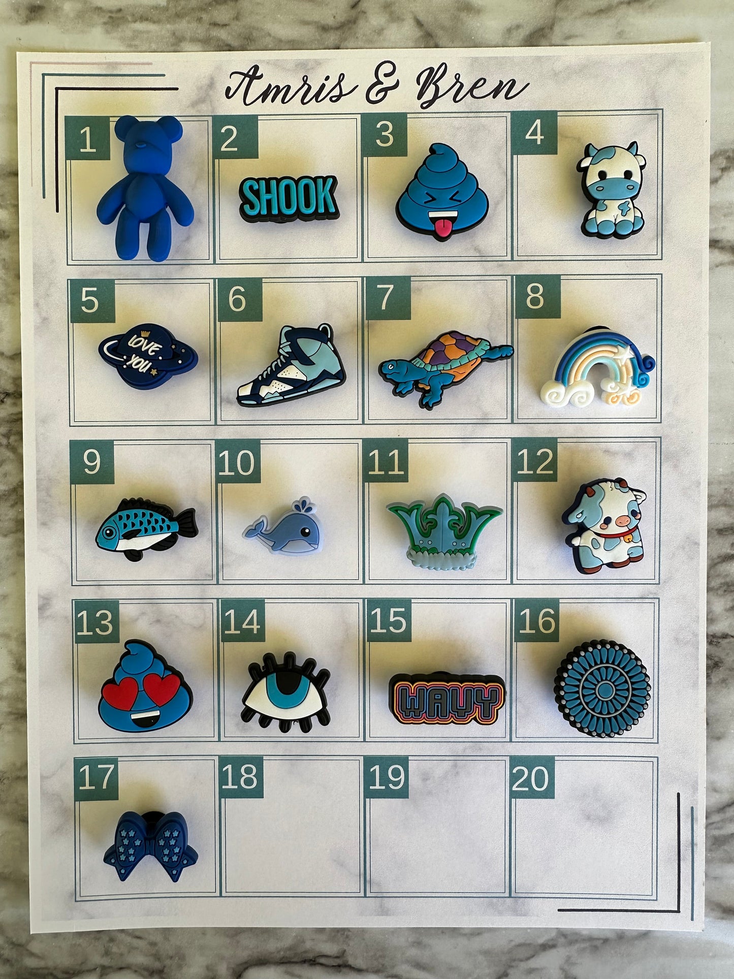 New blue croc compatible charms, popular blue charms, charms for crocs, blue themed charms, shoe charms, shoe decor, cute blue charms