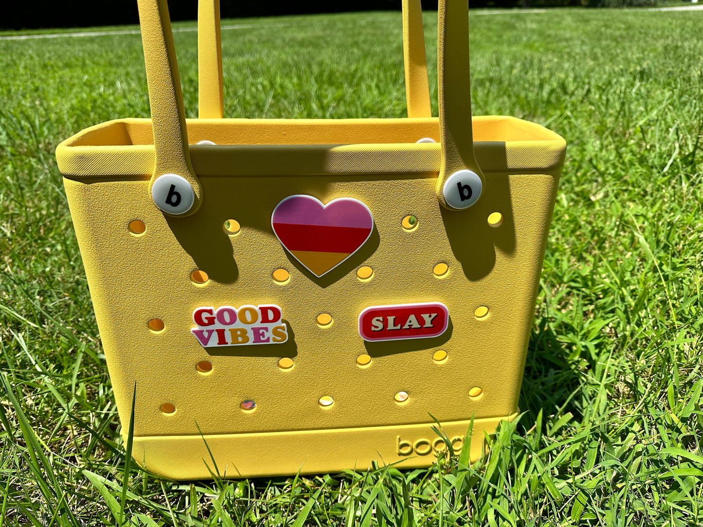 Good Vibes charm for Bogg Bags, heart charm Bogg compatible purse charms, purse charms for Bogg bag , hard acrylic purse charm