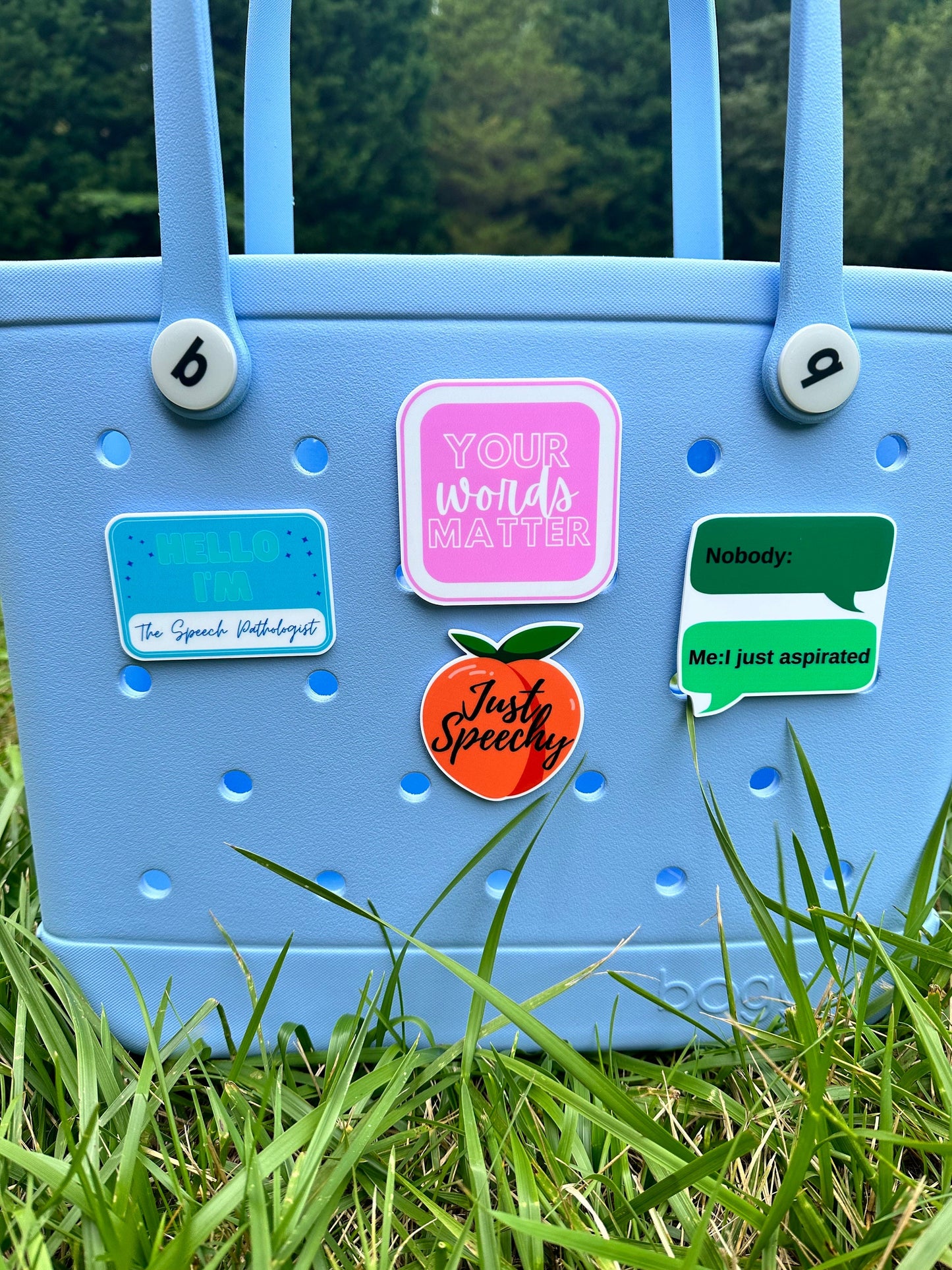 Speech therapist themed charms for Bogg Bags, Bogg compatible purse charms, purse charms for Bogg bag ,just speechy hard acrylic purse charm