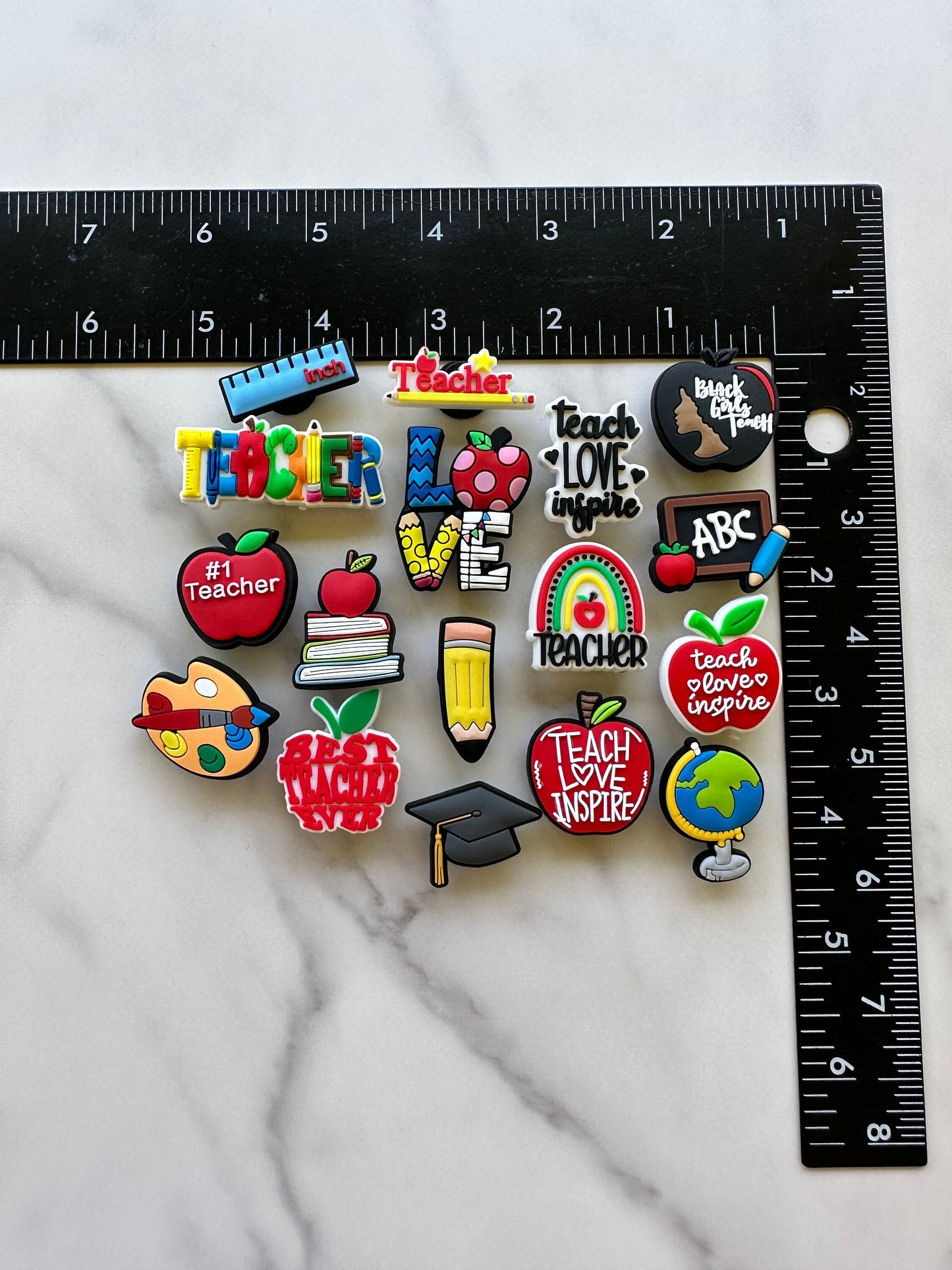 Croc compatible shoe charms for graduates, popular clog compatible charms, charms for your crocs, teacher charms for shoes, trending charms