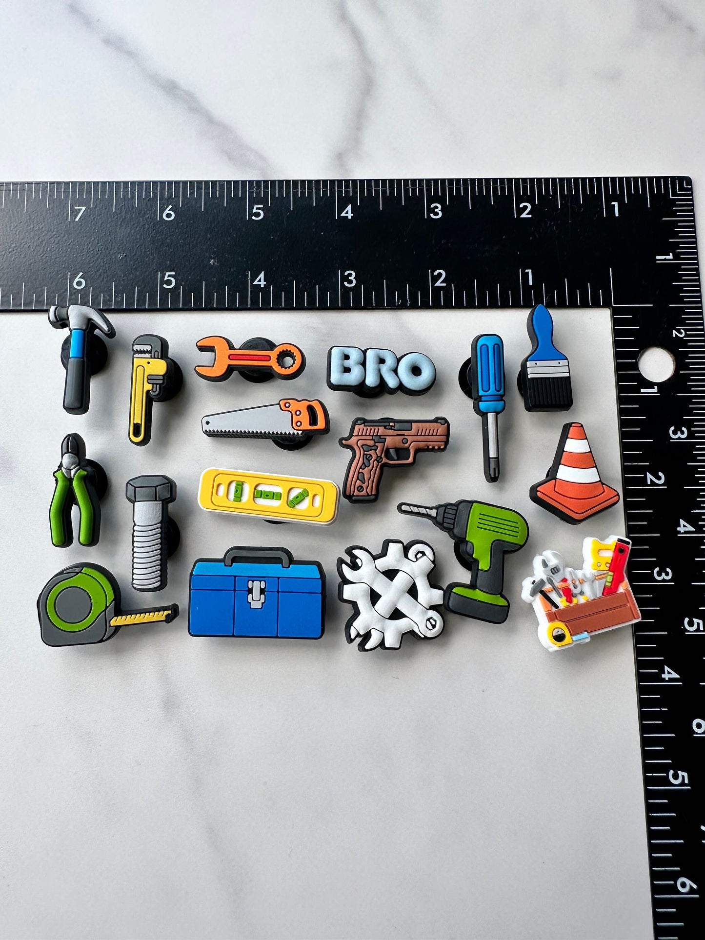 New popular charms for men, croc compatible charms for men, trending tool shoe charms, clog charms for handyman, hammer charm, tool charms