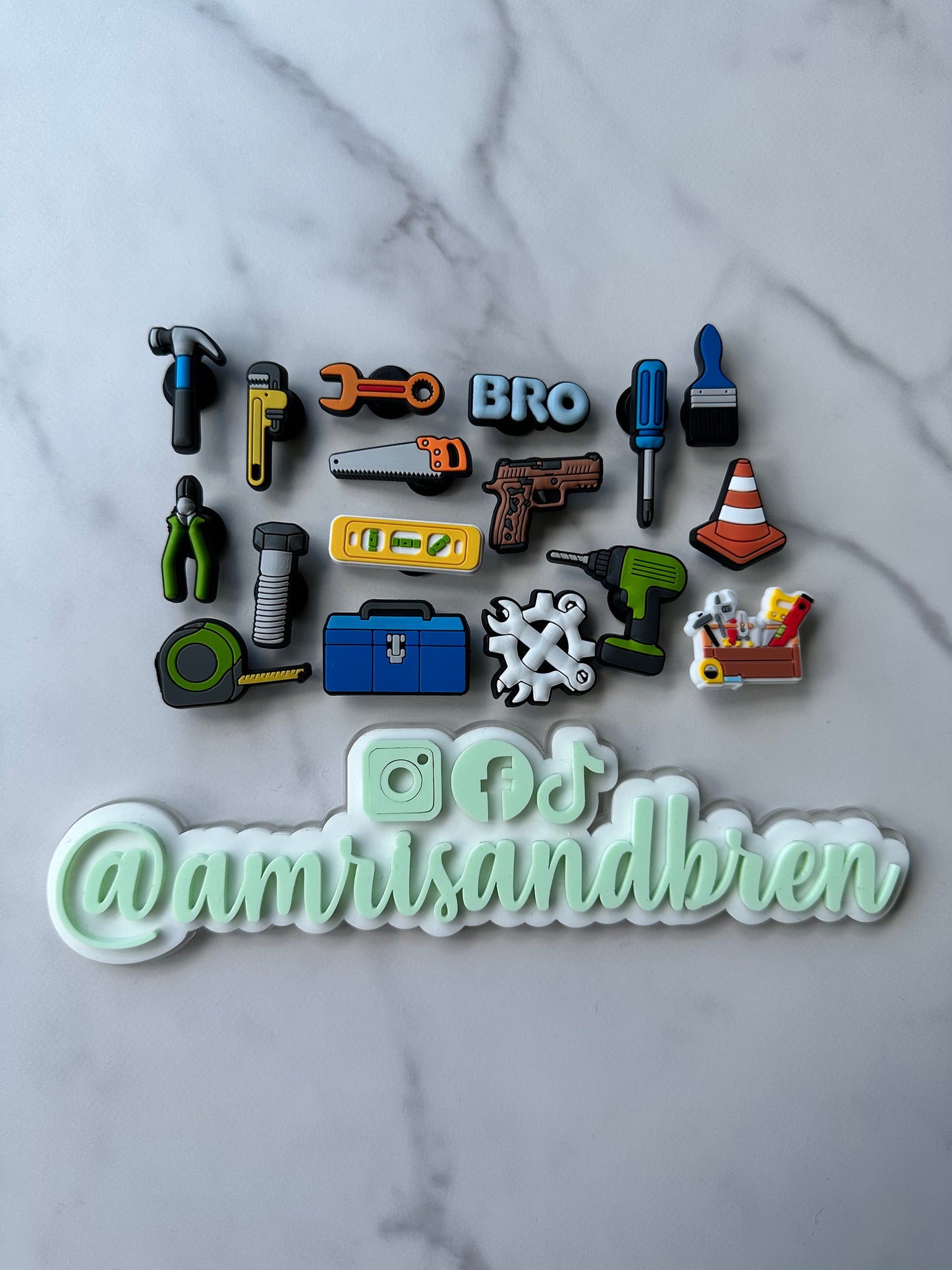 New popular charms for men, croc compatible charms for men, trending tool shoe charms, clog charms for handyman, hammer charm, tool charms