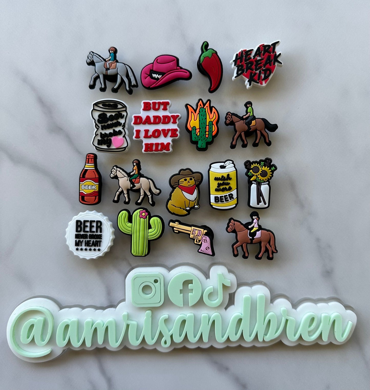 equestrian croc compatible shoe charms, popular country themed charms for your crocs, croc compatible western charms