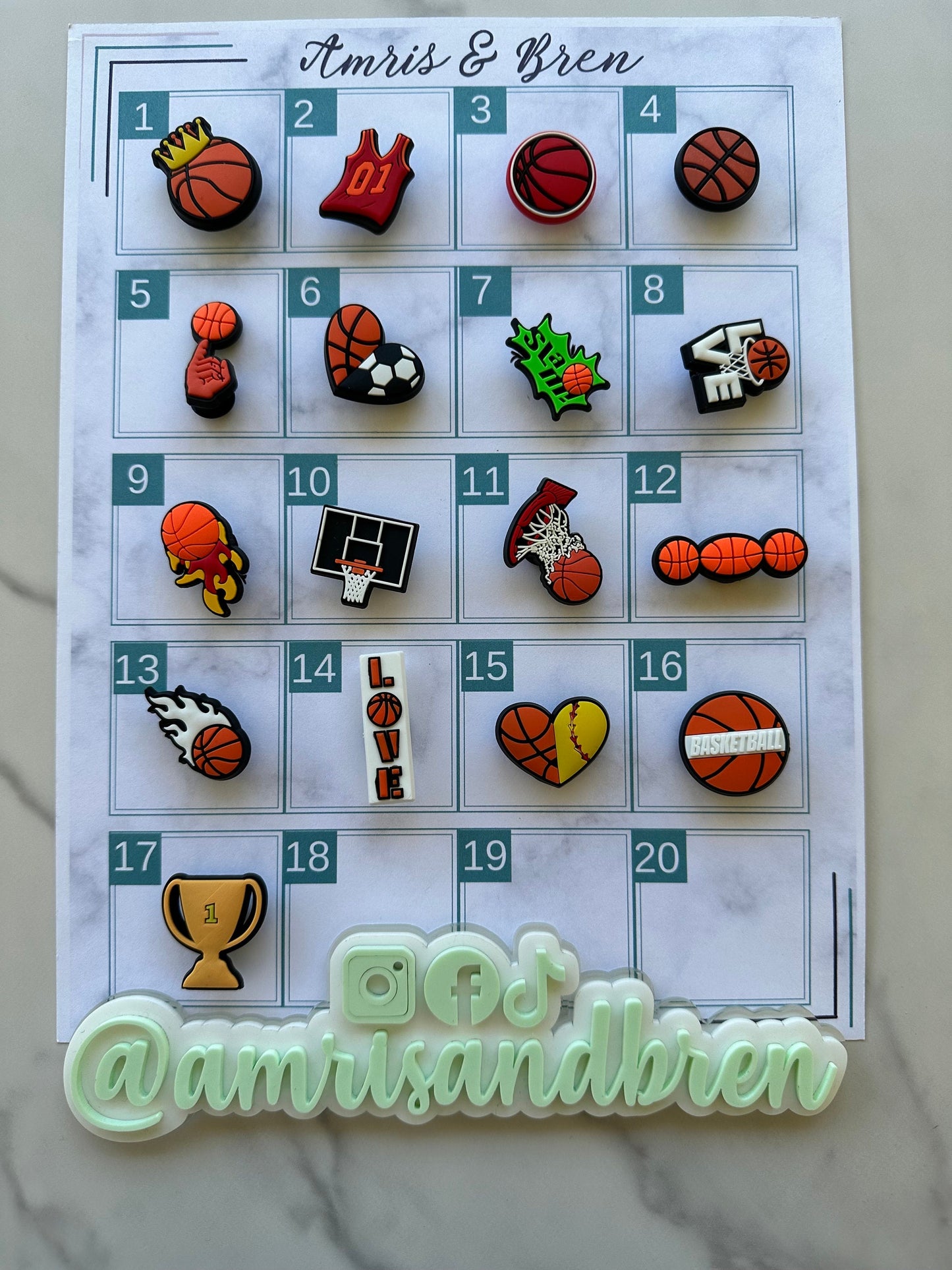 New charms for crocs, basketball themed shoe charms, basketball lover charms for crocs, unisex basketball clog charms, basketball hoop