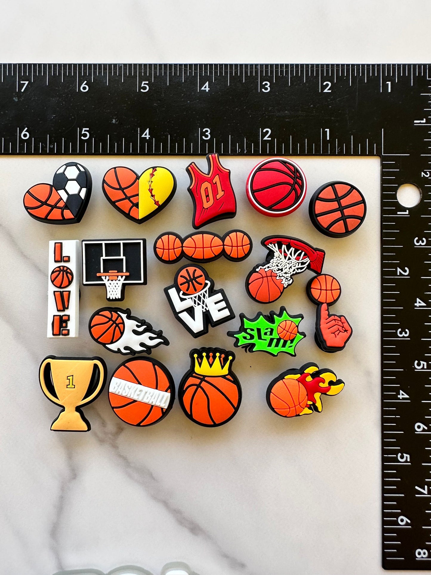 New charms for crocs, basketball themed shoe charms, basketball lover charms for crocs, unisex basketball clog charms, basketball hoop