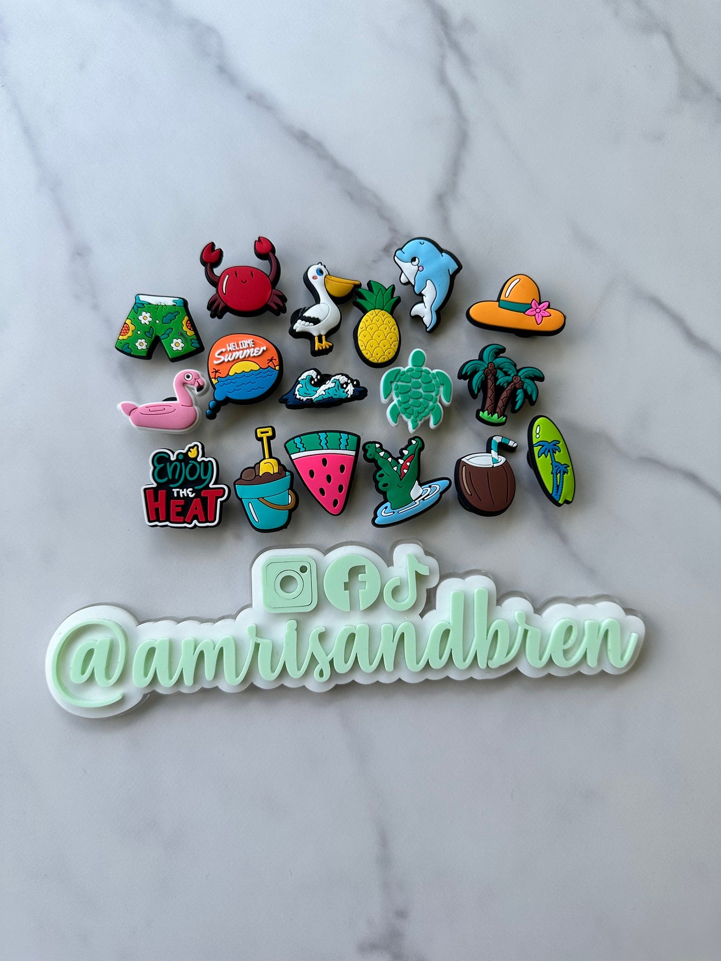 New trending summer and beach themed shoe charms for your crocs, beach shoe charms, popular summer charms, swimsuit charm, seashell charms