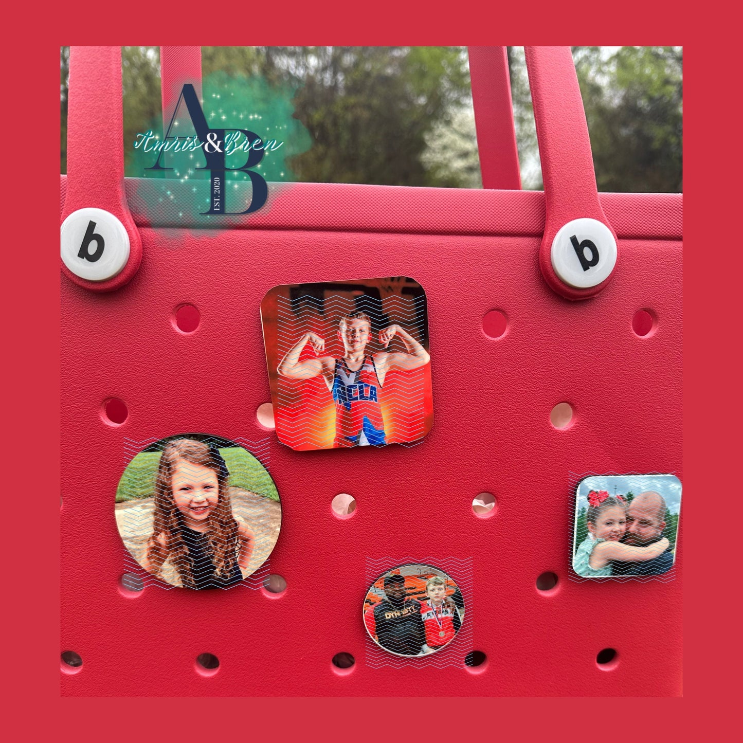 Custom circle picture charm for Bogg bags, square picture gift for Bogg bags, Bogg compatible picture charm