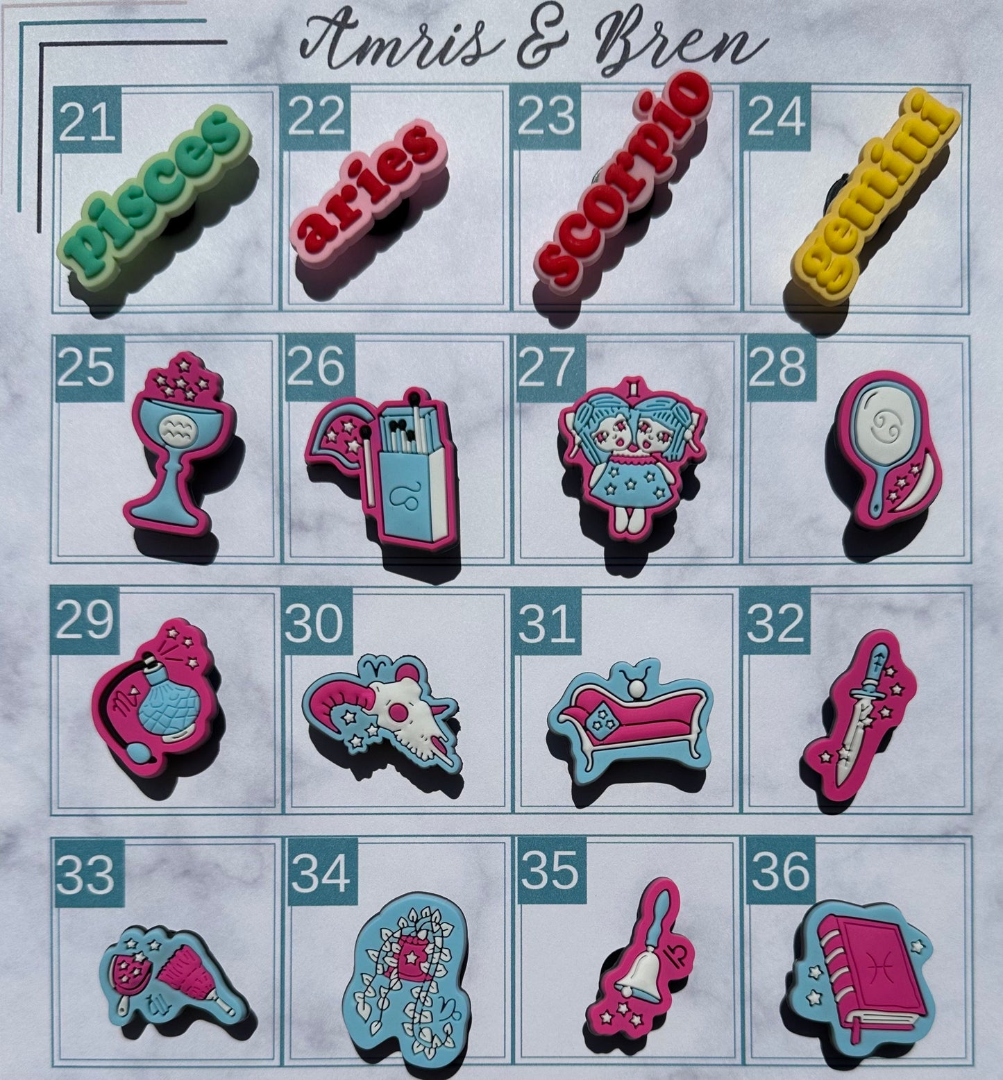 Zodiac Sign Trending Shoe Charms, Special Shoe Charms, Custom Shoes, birthday gifts, Charm Accessories for clogs, Croc Compatible shoe charm