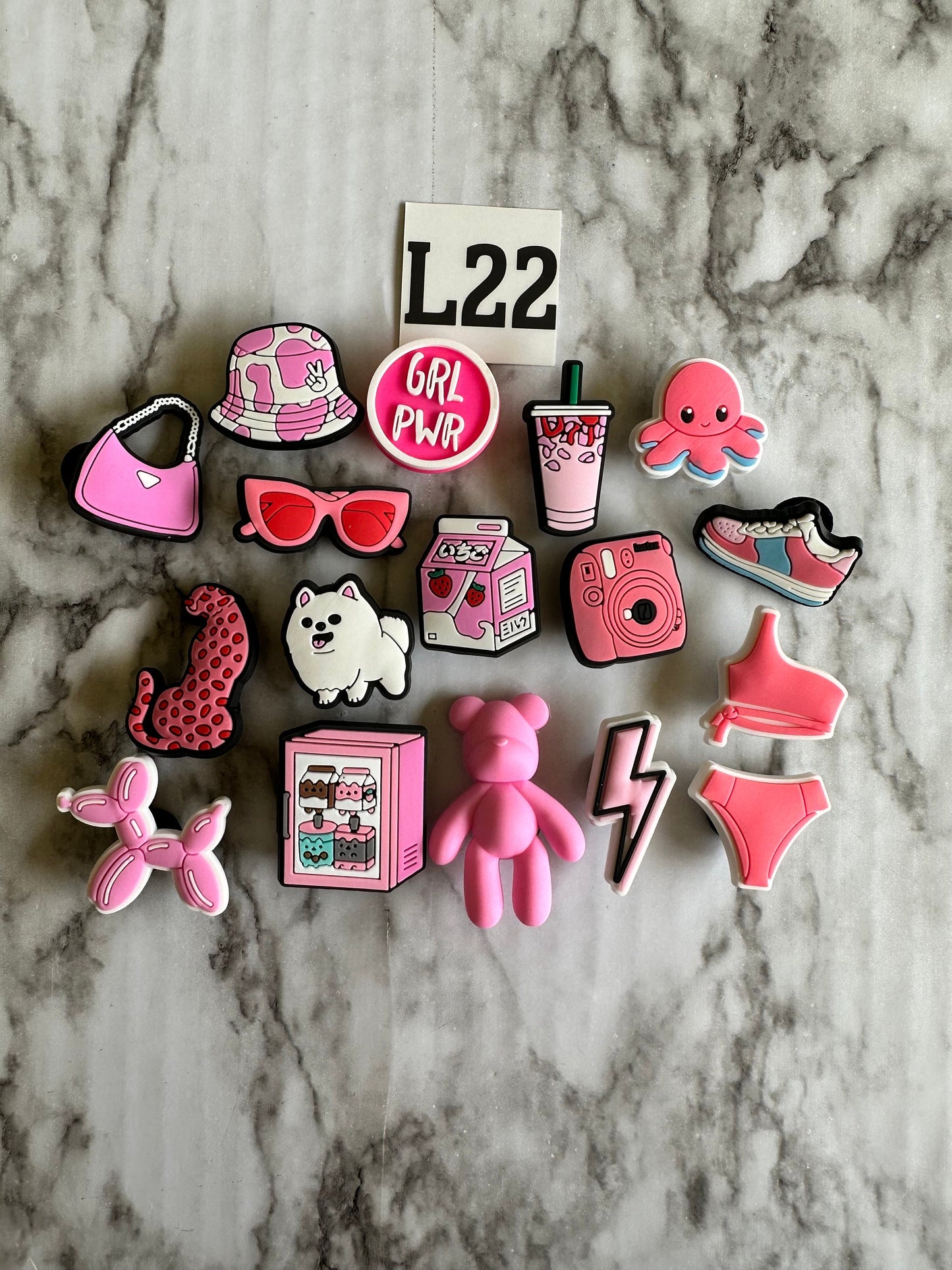 New trending Pink and white croc compatible shoe charms, clog charms, pink evil eye charm, shoe decoration, plastic shoe charms for crocs