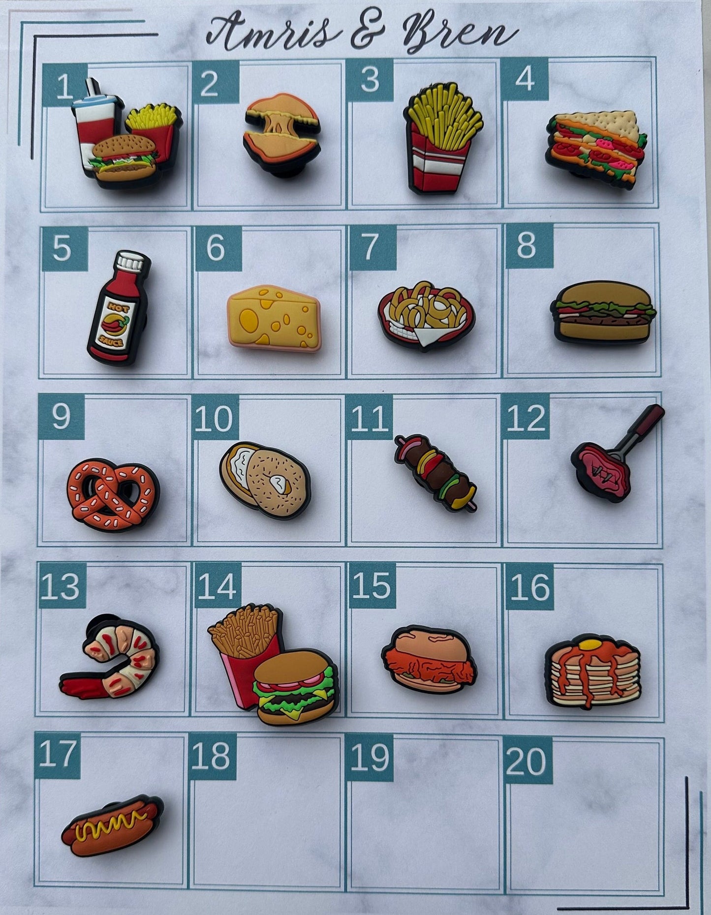 New trending food charms for your crocs, croc compatible fried food, american food clog charms, grilled cheese, onion rings