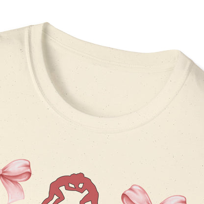 Women's wrestling mama Graphic T-Shirt with Pink Bow Print