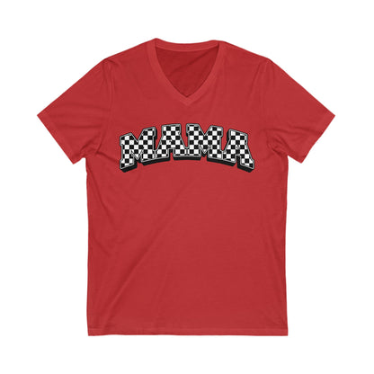 Checkered Mama V-Neck Tee