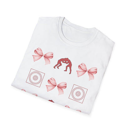 Women's wrestling mama Graphic T-Shirt with Pink Bow Print