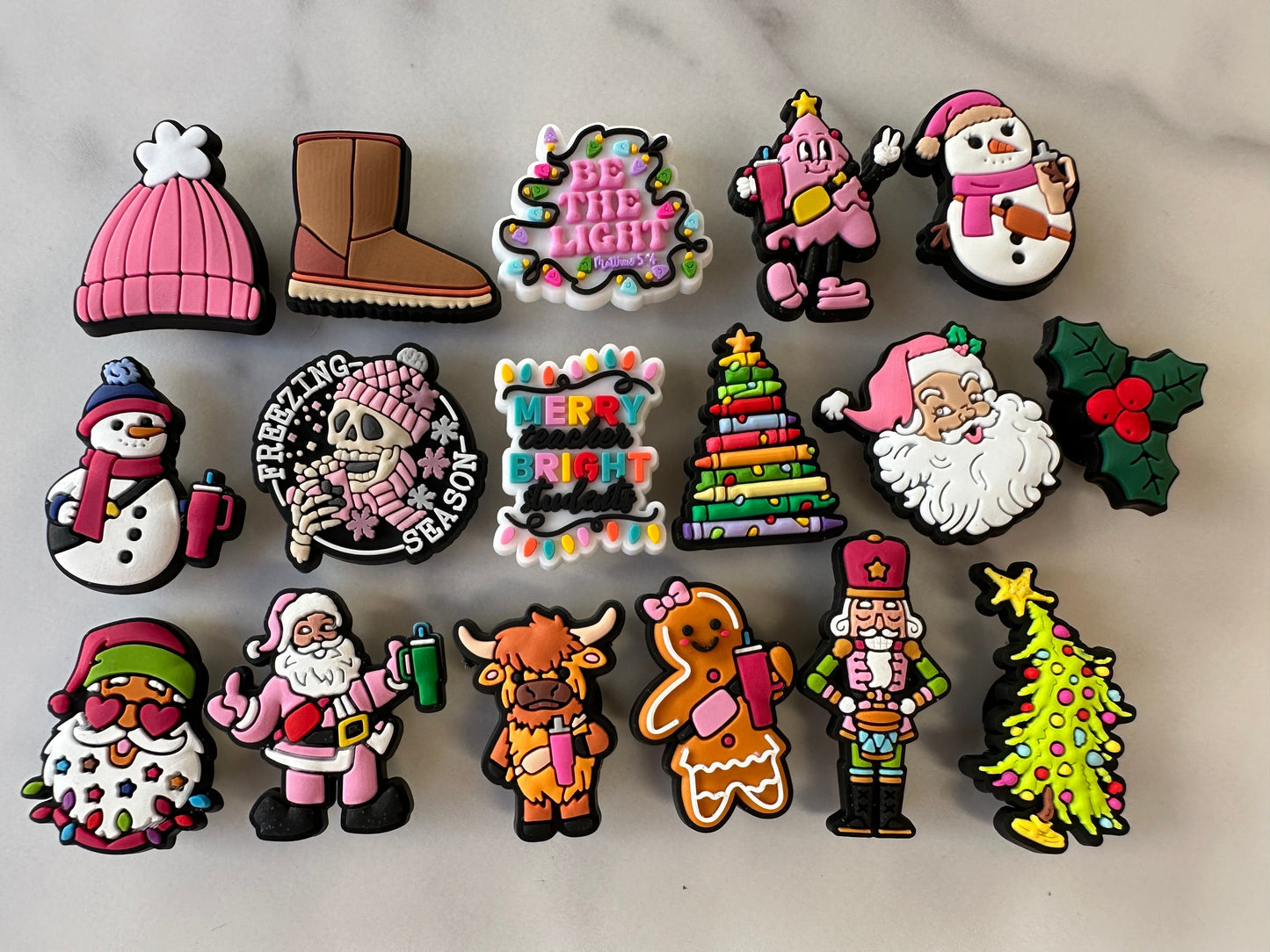 Croc compatible Christmas Charms - Santa with Tumbler, Gingerbread Woman, Snowmen & More