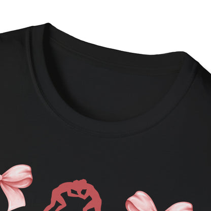 Women's wrestling mama Graphic T-Shirt with Pink Bow Print