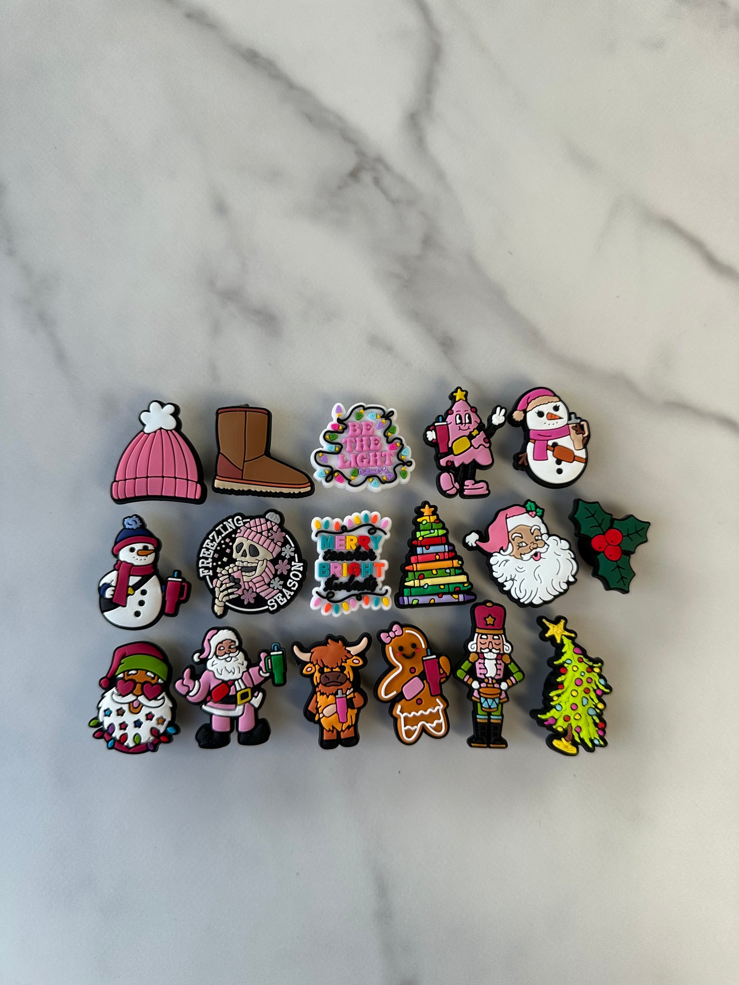 Croc compatible Christmas Charms - Santa with Tumbler, Gingerbread Woman, Snowmen & More