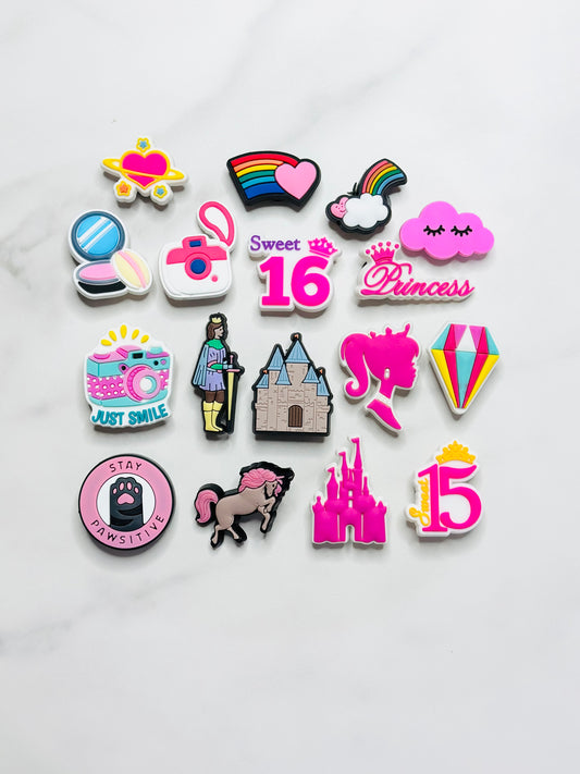 Princess-Themed Croc-Compatible Charms – Individually Sold Waterproof Shoe Accessories (Crowns, Castles, Magic & More)