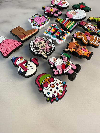 Croc compatible Christmas Charms - Santa with Tumbler, Gingerbread Woman, Snowmen & More