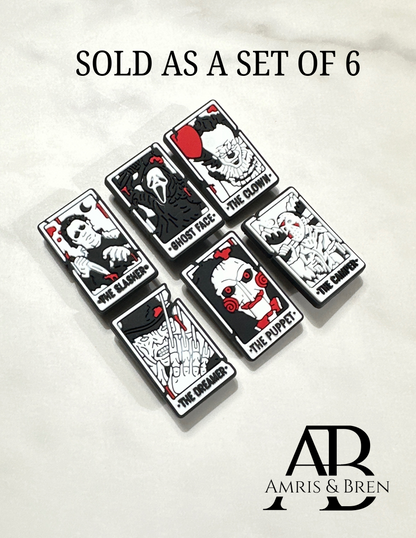 Set of 6 horror movie shoe charm set