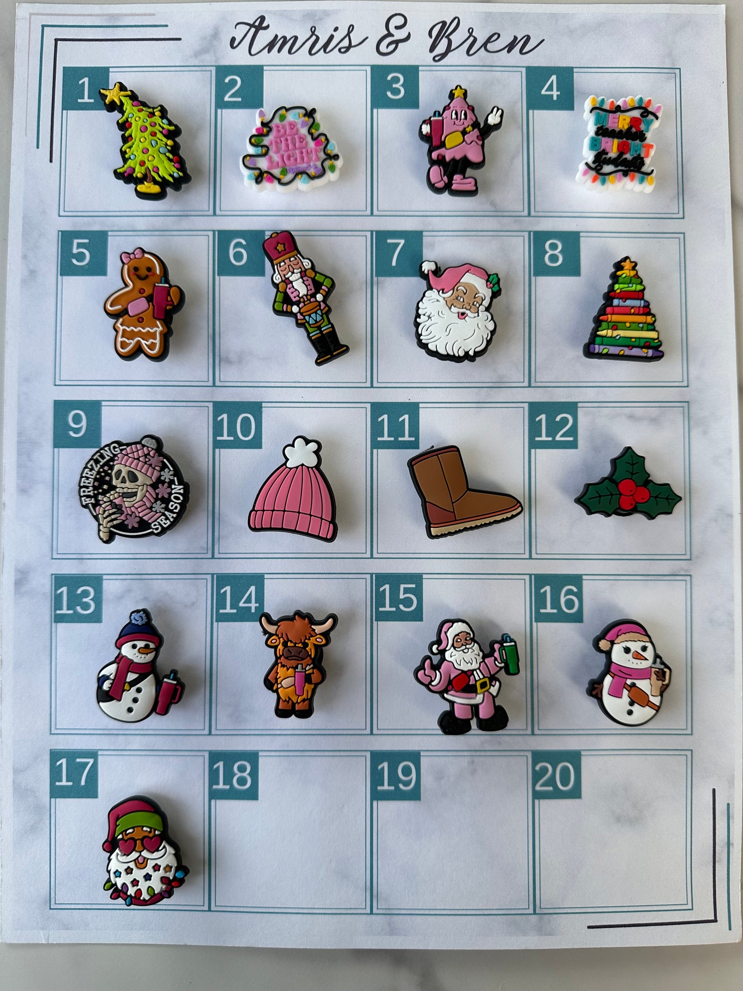 Croc compatible Christmas Charms - Santa with Tumbler, Gingerbread Woman, Snowmen & More