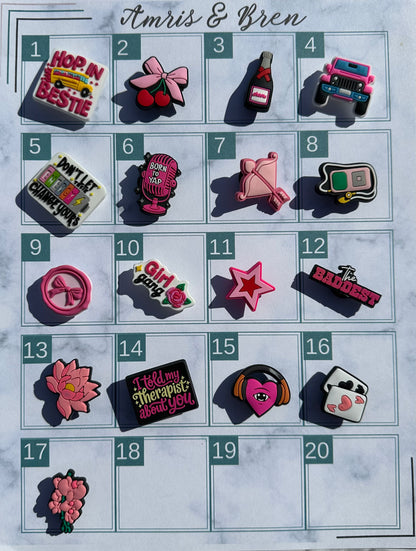 Cute pink charms for Crocs, Croc compatible show charms, pink charms, clog charms