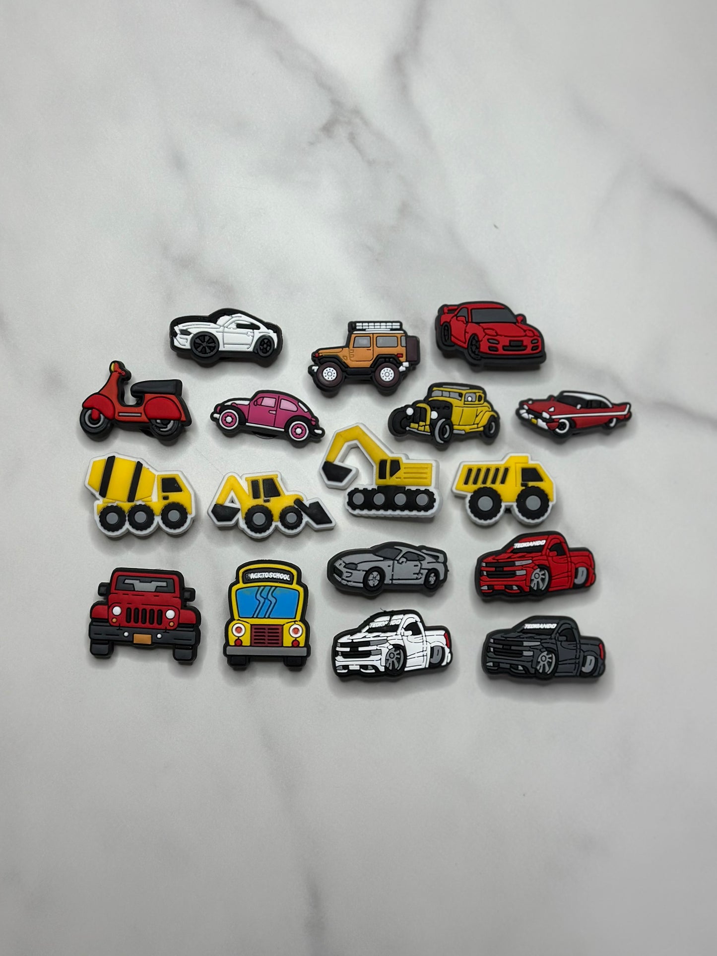 vehicle themed shoe charms for Crocs, Croc compatible car charms