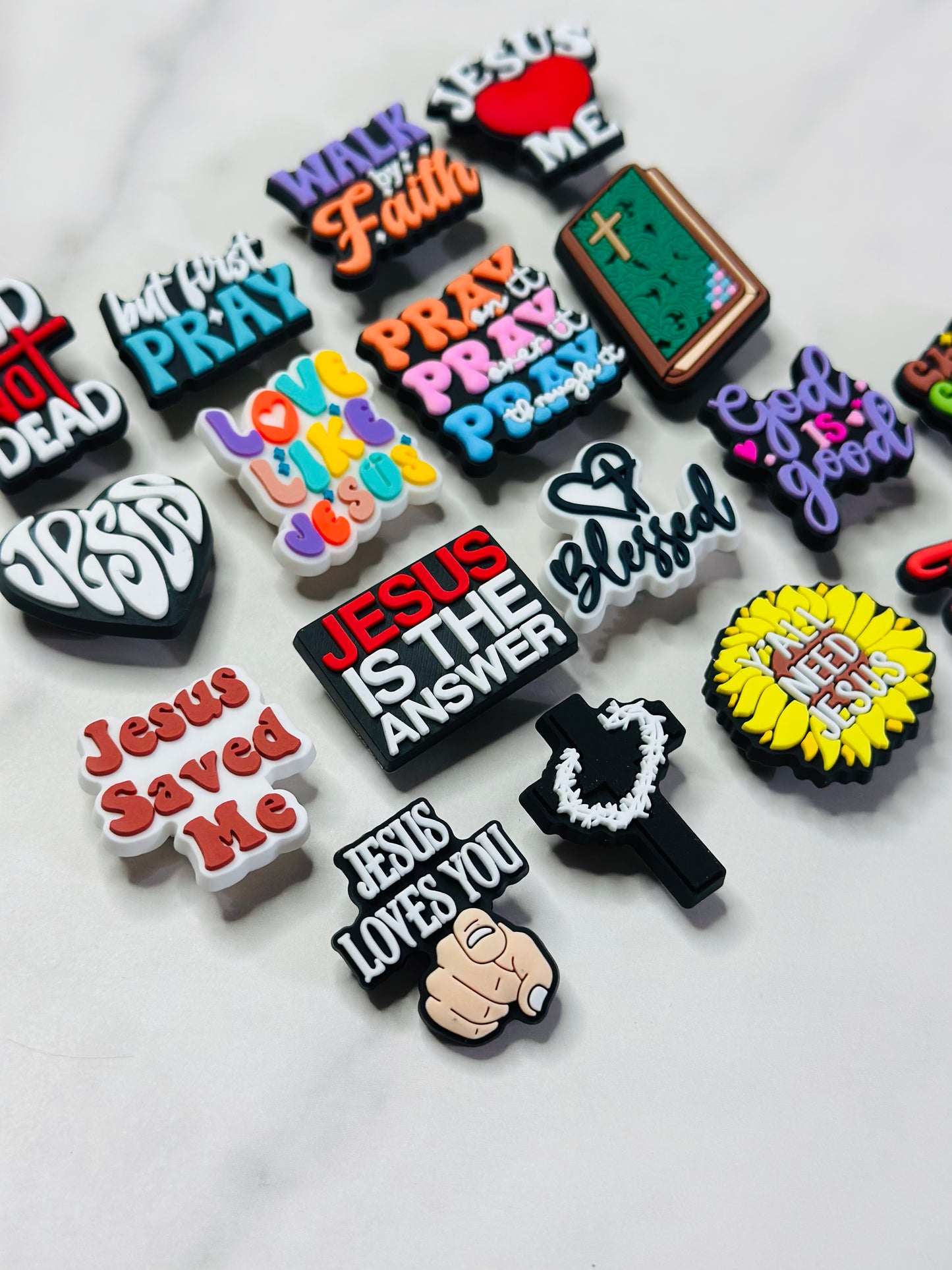 Christian themed shoe charms for Crocs. Jesus charms, Croc compatible shoe charms