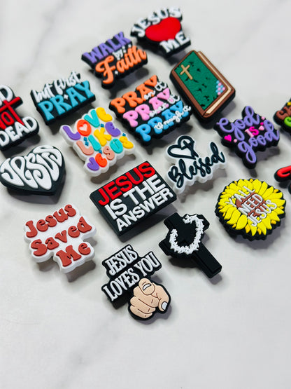 Christian themed shoe charms for Crocs. Jesus charms, Croc compatible shoe charms