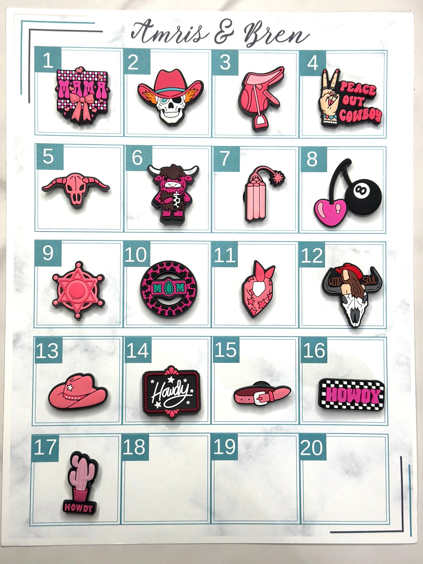 Pink Western Croc compatible Charms – Cowgirl Boot, Cowboy Hat, Rodeo & Country Style Clog Accessories