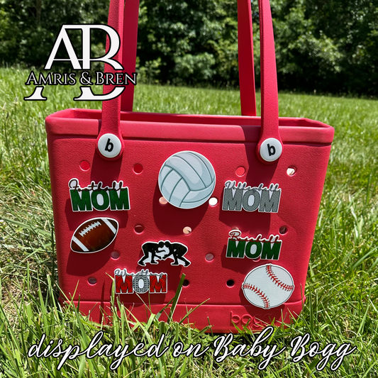 Sports themed charms for Bogg bags, Bogg compatible football mom, wrestling mom, volleyball mom, baseball mom