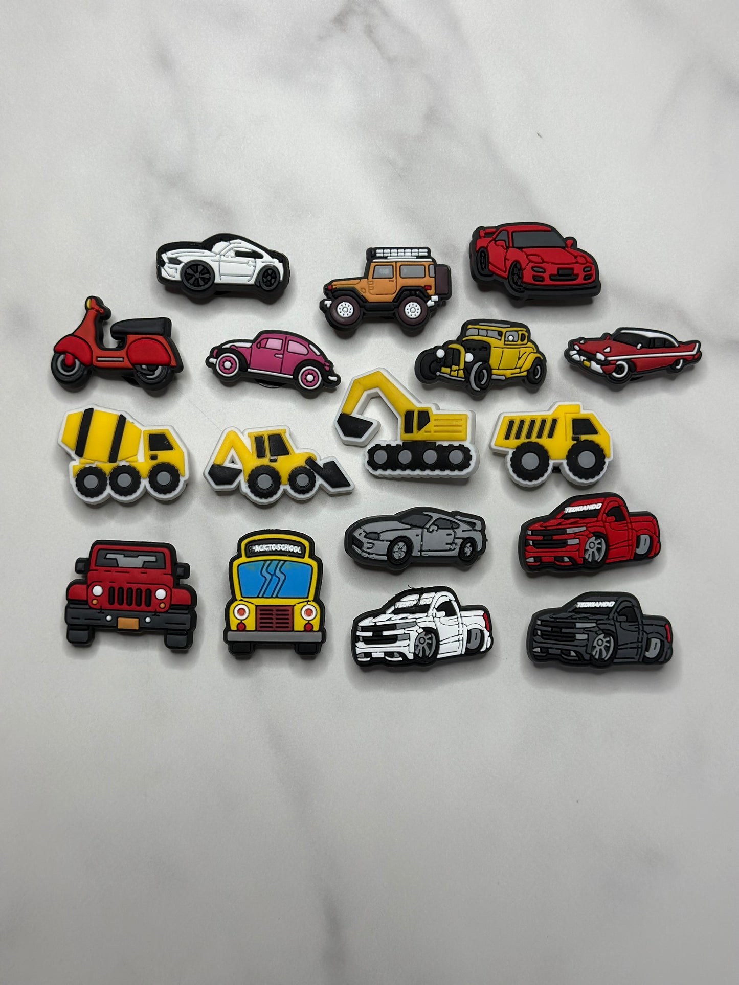 vehicle themed shoe charms for Crocs, Croc compatible car charms