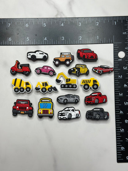 vehicle themed shoe charms for Crocs, Croc compatible car charms