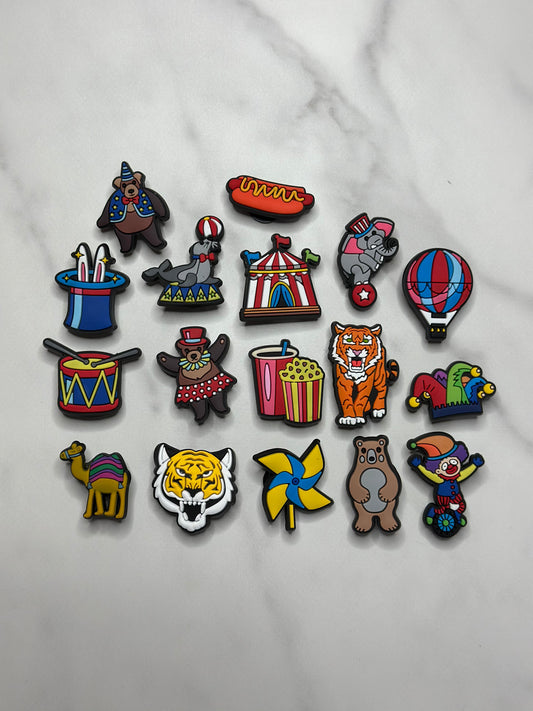 Circus themed shoe charms for Crocs, Croc compatible carnival charms