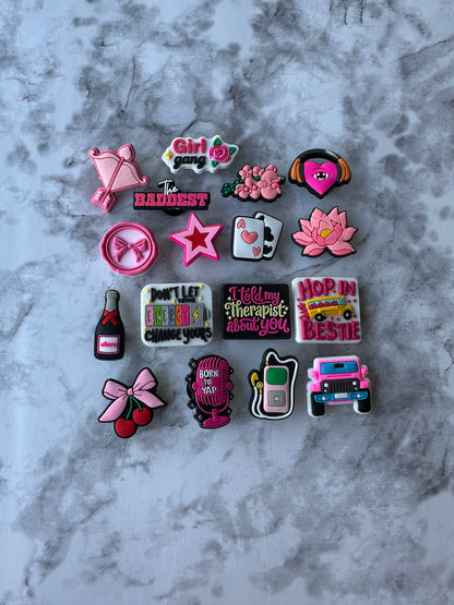 Cute pink charms for Crocs, Croc compatible show charms, pink charms, clog charms